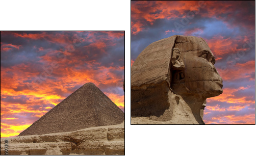 Pyramid and Sphinx at Giza, Cairo - Two-piece canvas, Diptych