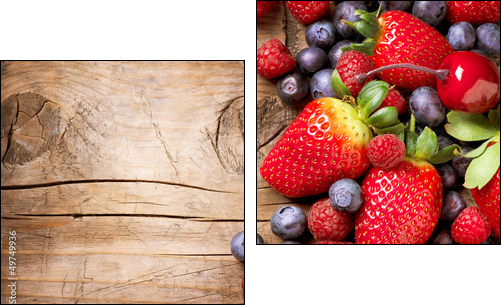 Berries on Wooden Background. Organic Berry over Wood - Two-piece canvas, Diptych