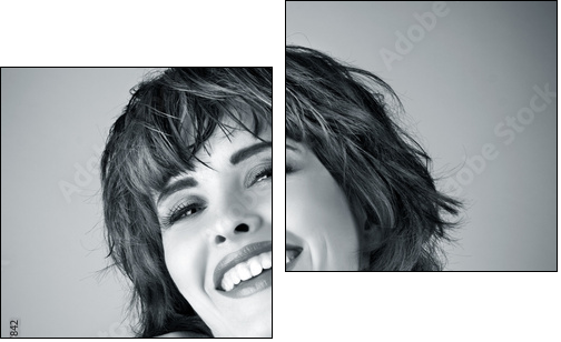 Photo of beautiful laughing woman - Two-piece canvas, Diptych