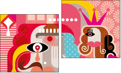 Woman and Man vector illustration - Two-piece canvas, Diptych