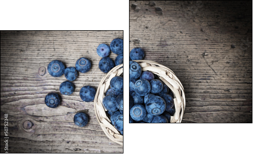 fresh blueberries on an old table - still life - Two-piece canvas, Diptych