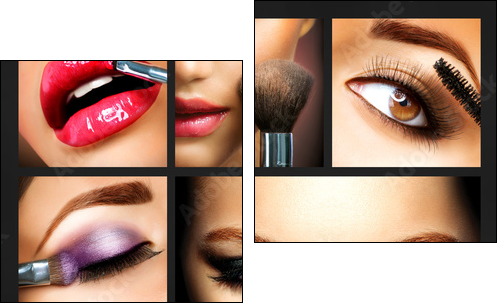 Makeup Collage. Professional Make-up Details. Makeover - Two-piece canvas, Diptych