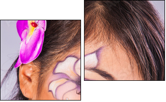 Beautiful asian woman with fashion make-up - Two-piece canvas, Diptych