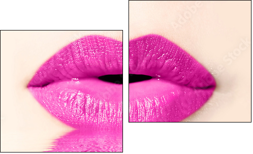 Bouche de femme rose, reflet - Two-piece canvas, Diptych