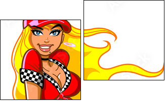 Sexy Blonde Racing Fan - Two-piece canvas, Diptych