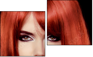 Red Hair. Beautiful Sexy Girl. Healthy Long Hair. Beauty Model W - Two-piece canvas, Diptych