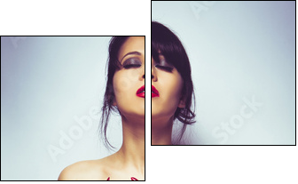 attractive brunette in white panties - Two-piece canvas, Diptych