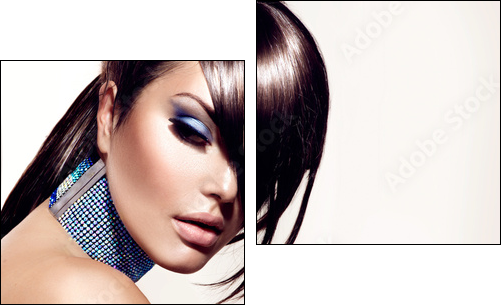Fashion Beauty Girl. Stylish Haircut and Makeup - Two-piece canvas, Diptych
