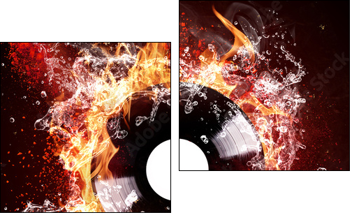burning vinyl disc - Two-piece canvas, Diptych