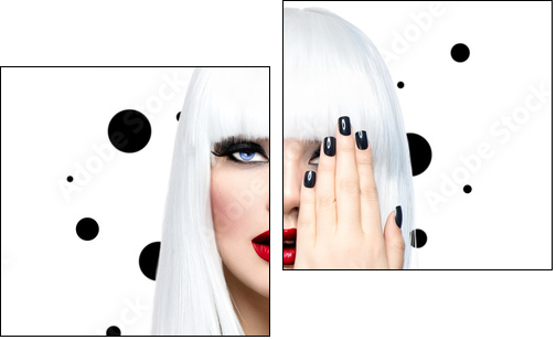 Fashion Beauty Model Girl. Punk Style Woman isolated on White - Two-piece canvas, Diptych