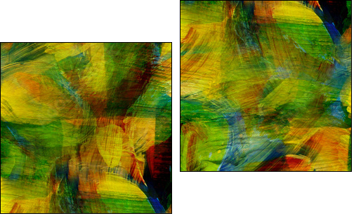 seamless cubism green, yellow abstract art Picasso texture water - Two-piece canvas, Diptych
