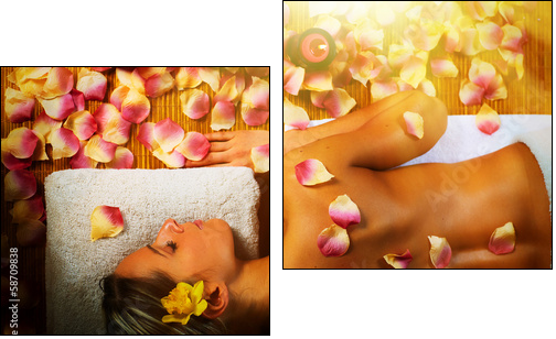 Beautiful woman having massage. - Two-piece canvas, Diptych