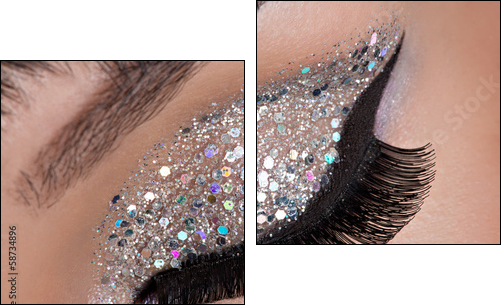 Woman eye with fashion makeup - Two-piece canvas, Diptych