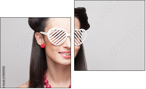 Pin Up model in heart shaped sunglasses - Two-piece canvas, Diptych