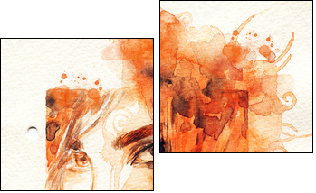 Beautiful woman. watercolor illustration - Two-piece canvas, Diptych