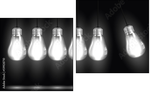 Idea concept with light bulbs in illustration vector - Two-piece canvas, Diptych