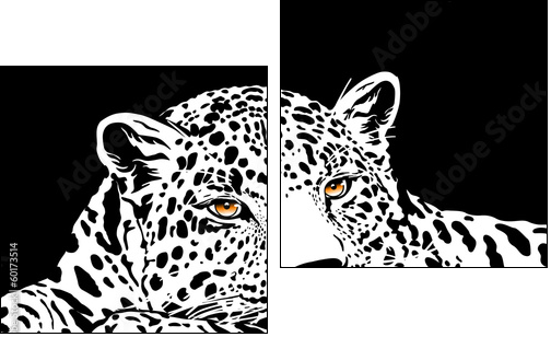 leopard with gold eyes - Two-piece canvas, Diptych