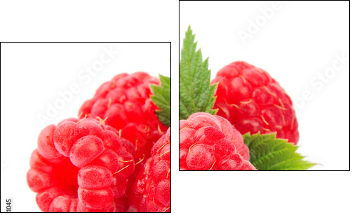 Sweet raspberry with leafs - Two-piece canvas, Diptych