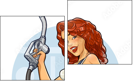 Girl with petrol pump. Car service.  Eps10 vector - Two-piece canvas, Diptych