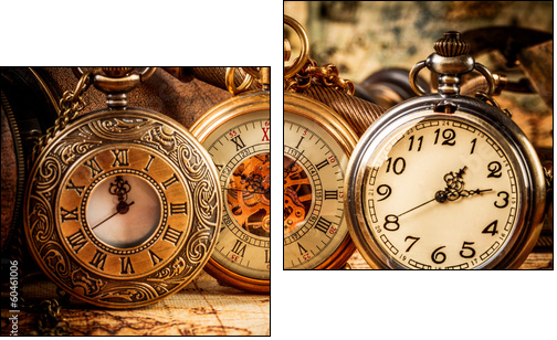 Vintage pocket watch - Two-piece canvas, Diptych