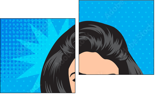 cute retro woman in comics style - Two-piece canvas, Diptych