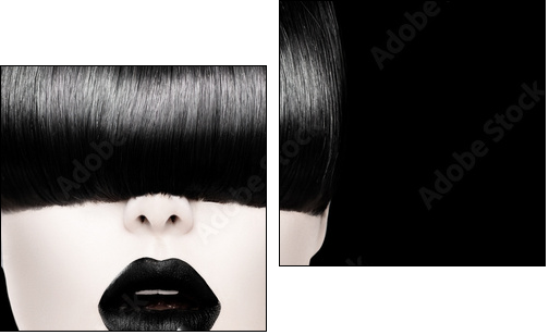 High Fashion Black and White Model Girl Portrait - Two-piece canvas, Diptych