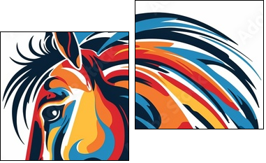 Abstract horse illustration. - Two-piece canvas, Diptych