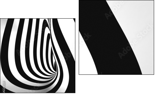 Black and White Stripes Projection on Torus. - Two-piece canvas, Diptych