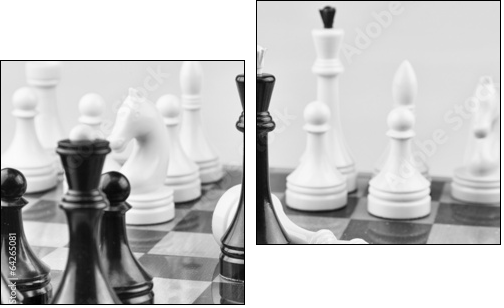 Chess white on black - Two-piece canvas, Diptych