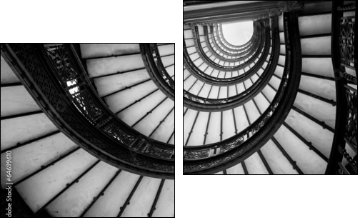 Low angle view of spiral staircase, Chicago, Cook County, Illino - Two-piece canvas, Diptych