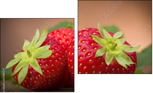 Fresh Strawberry close up on the wood - Two-piece canvas, Diptych