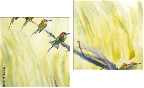 six small birds - Two-piece canvas, Diptych