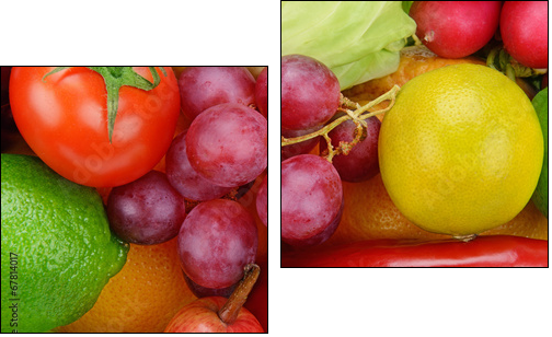 bright background  of vegetables and fruits - Two-piece canvas, Diptych