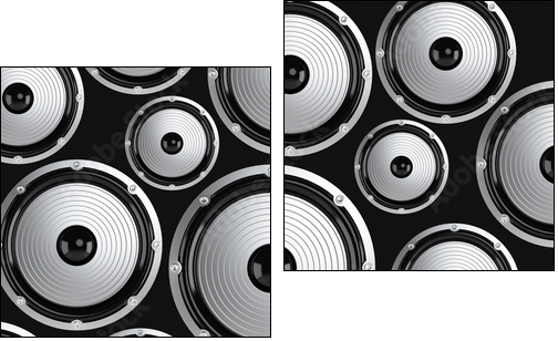 Many elegant white and black loudspeakers - Two-piece canvas, Diptych