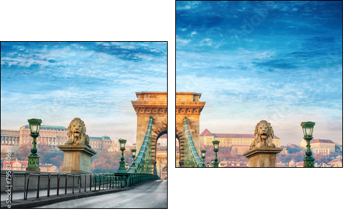 Chain bridge Budapest Hungary - Two-piece canvas, Diptych