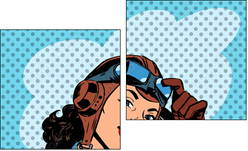 Pin up girl pilot aviation army beauty pop art retro - Two-piece canvas, Diptych