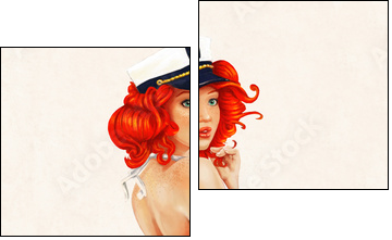 sexy pin up girl painting - Two-piece canvas, Diptych