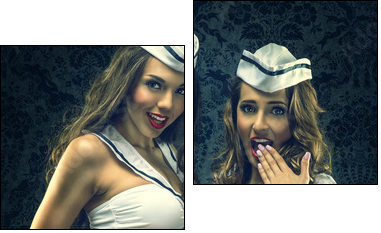 Pretty sexy vintage sailors - women - Two-piece canvas, Diptych