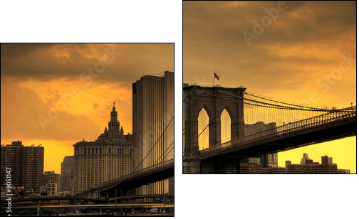 brooklyn bridge sunset - Two-piece canvas, Diptych
