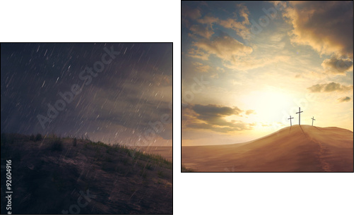 Crosses in the desert - Two-piece canvas, Diptych