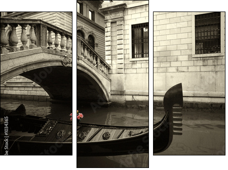 pink flowers and gondola - Three-piece canvas, Triptych