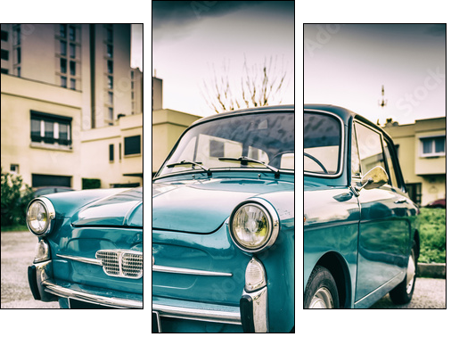 Petite automobile bleu - Three-piece canvas, Triptych
