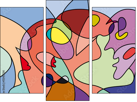 abstract people in confusion, colorful vector background - Three-piece canvas, Triptych