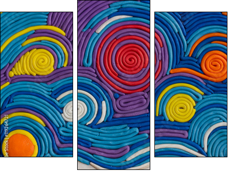 plasticine pictures - Three-piece canvas, Triptych