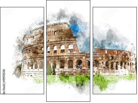 Watercolor painting of the Colosseum, Rome - Three-piece canvas, Triptych