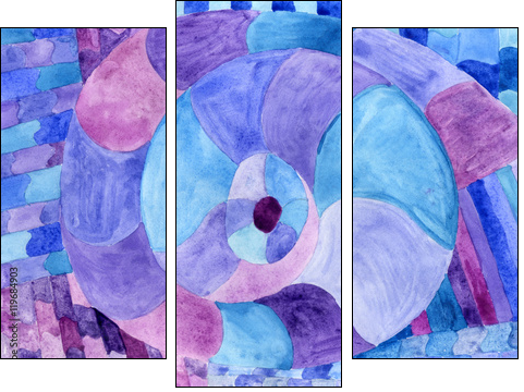 Watercolor Nautilus Picasso in blue. Sea theme watercolor. Sea Picasso. - Three-piece canvas, Triptych