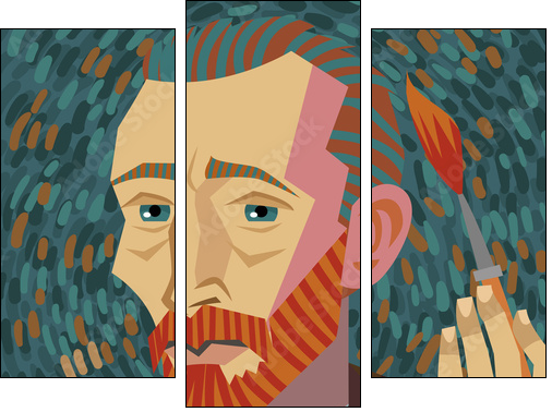 van gogh painter face drawing - Three-piece canvas, Triptych