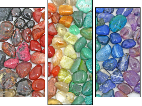 Crystal tumbled chakra stones - Three-piece canvas, Triptych