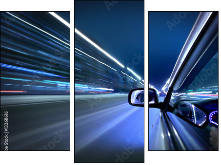night car drive - Three-piece canvas, Triptych
