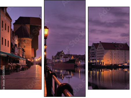 Riverside of GdaÅsk at dawn. - Three-piece canvas, Triptych